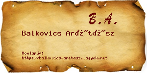 Balkovics Arétász névjegykártya